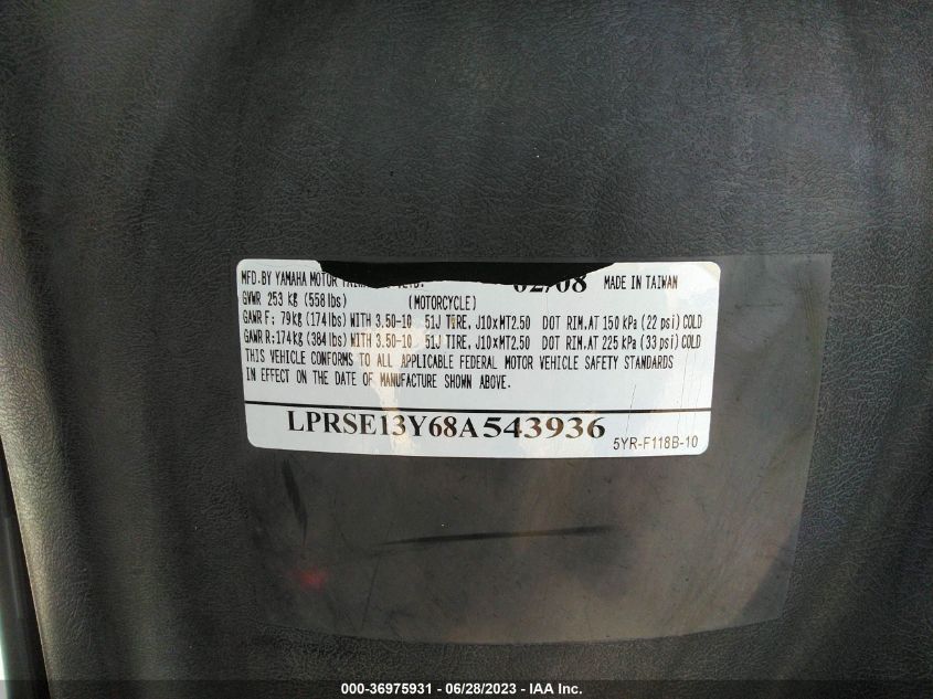 2008 YAMAHA YJ125 LPRSE13Y68A543936