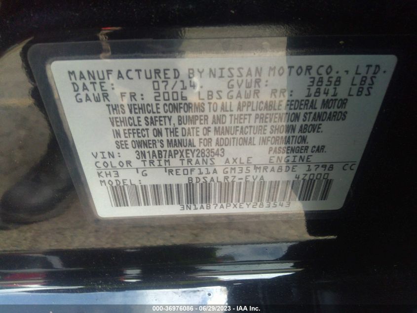 2014 NISSAN SENTRA SR - 3N1AB7APXEY283543