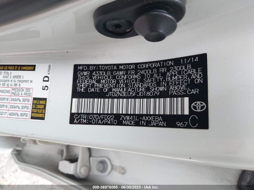 2015 TOYOTA PRIUS V - JTDZN3EU5FJ018079