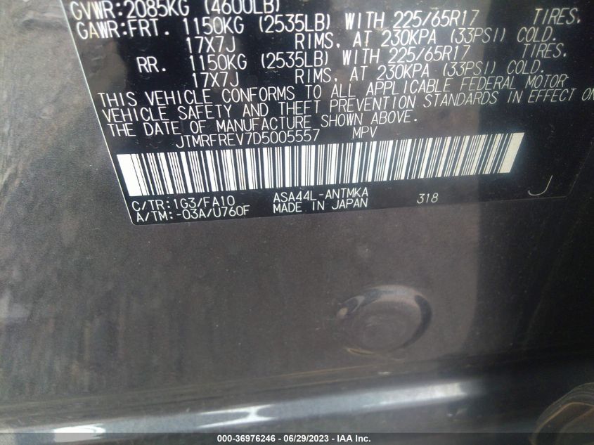 2013 TOYOTA RAV4 XLE - JTMRFREV7D5005557