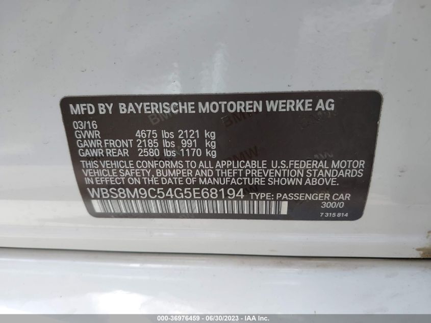 2016 BMW M3 - WBS8M9C54G5E68194