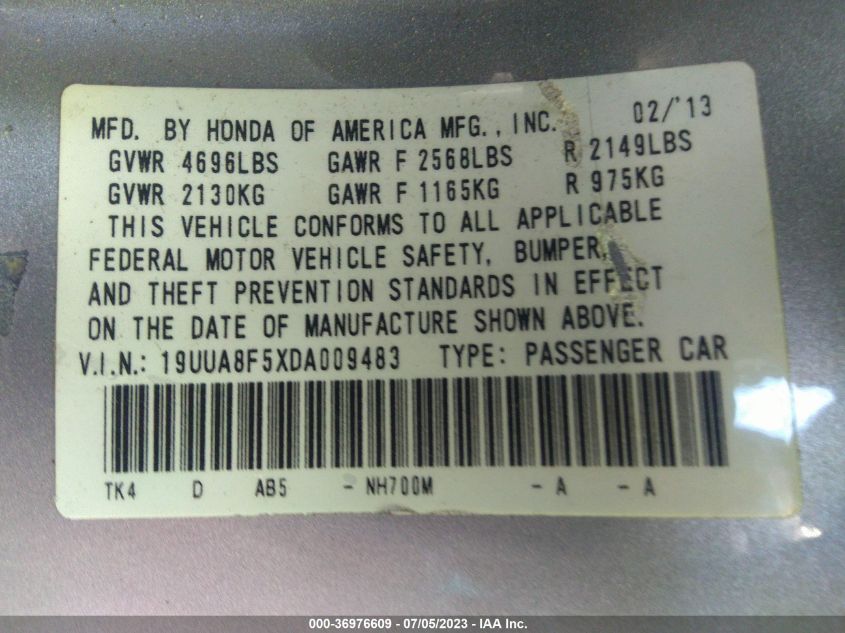 2013 ACURA TL TECH - 19UUA8F5XDA009483