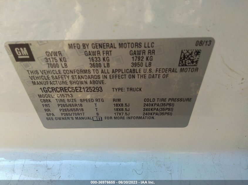 2014 CHEVROLET SILVERADO 1500 LT - 1GCRCREC5EZ125293