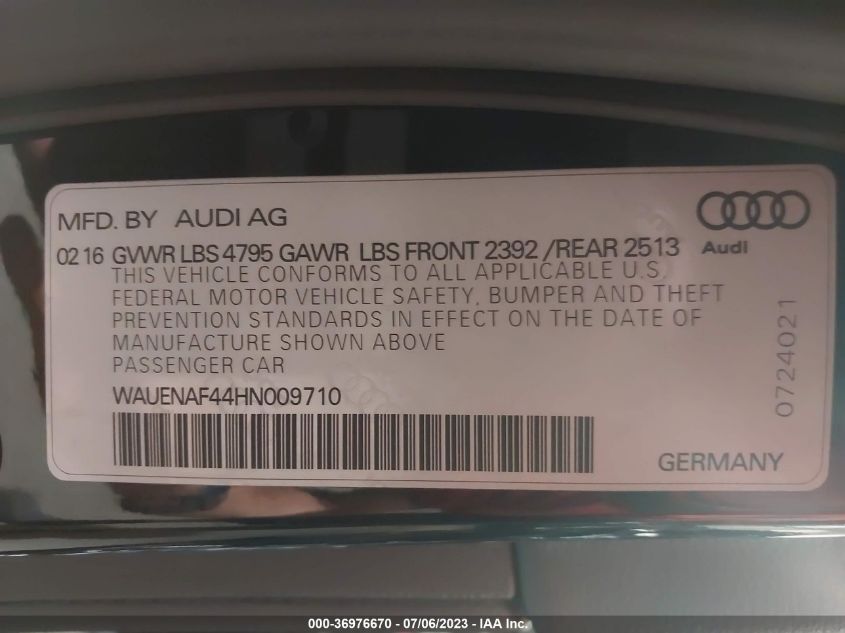 2017 AUDI A4 PREMIUM PLUS - WAUENAF44HN009710