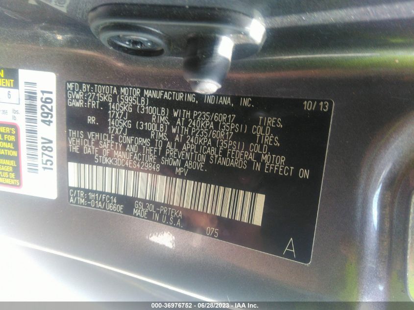 2014 TOYOTA SIENNA LE - 5TDKK3DC4ES429848