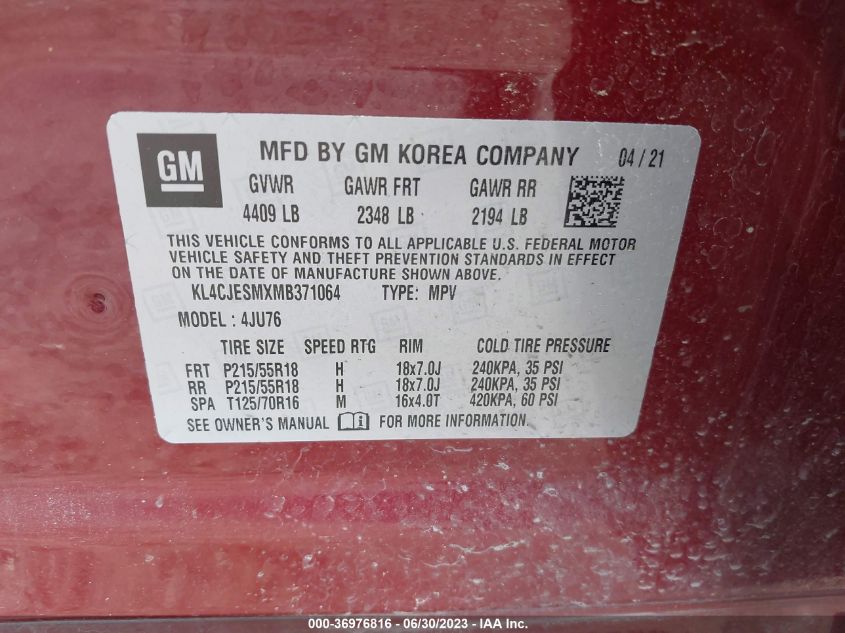 2021 BUICK ENCORE PREFERRED - KL4CJESMXMB371064