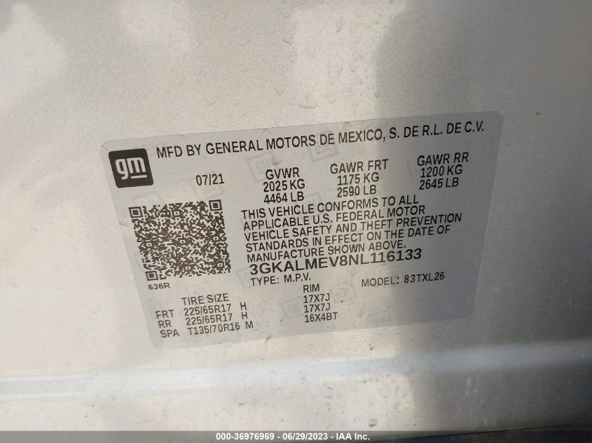 2022 GMC TERRAIN SLE - 3GKALMEV8NL116133