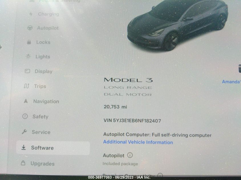 2022 TESLA MODEL 3 LONG RANGE - 5YJ3E1EB6NF182407