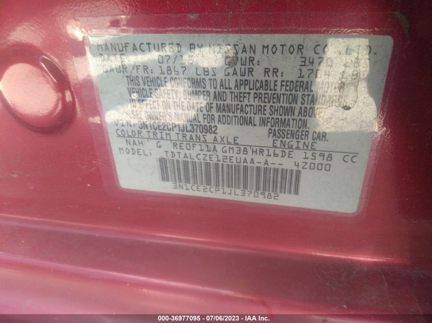 2018 NISSAN VERSA NOTE S - 3N1CE2CP1JL370982