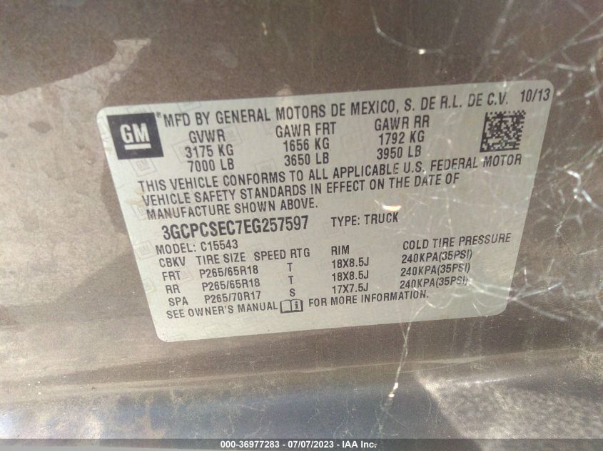 2014 CHEVROLET SILVERADO 1500 LTZ - 3GCPCSEC7EG257597