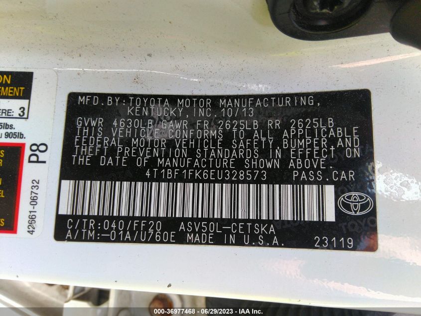 2014 TOYOTA CAMRY L/LE/XLE/SE/SE SPORT - 4T1BF1FK6EU328573
