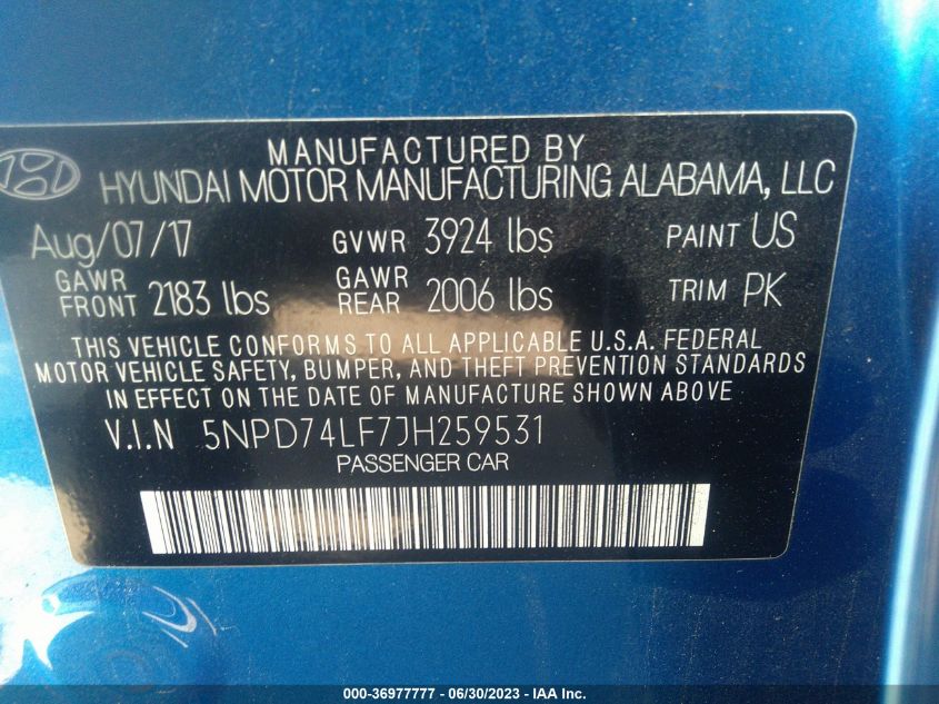 2018 HYUNDAI ELANTRA SE - 5NPD74LF7JH259531