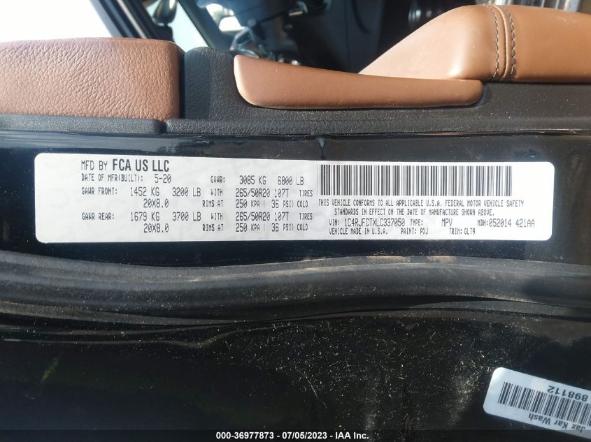 2020 JEEP GRAND CHEROKEE OVERLAND - 1C4RJFCTXLC337050