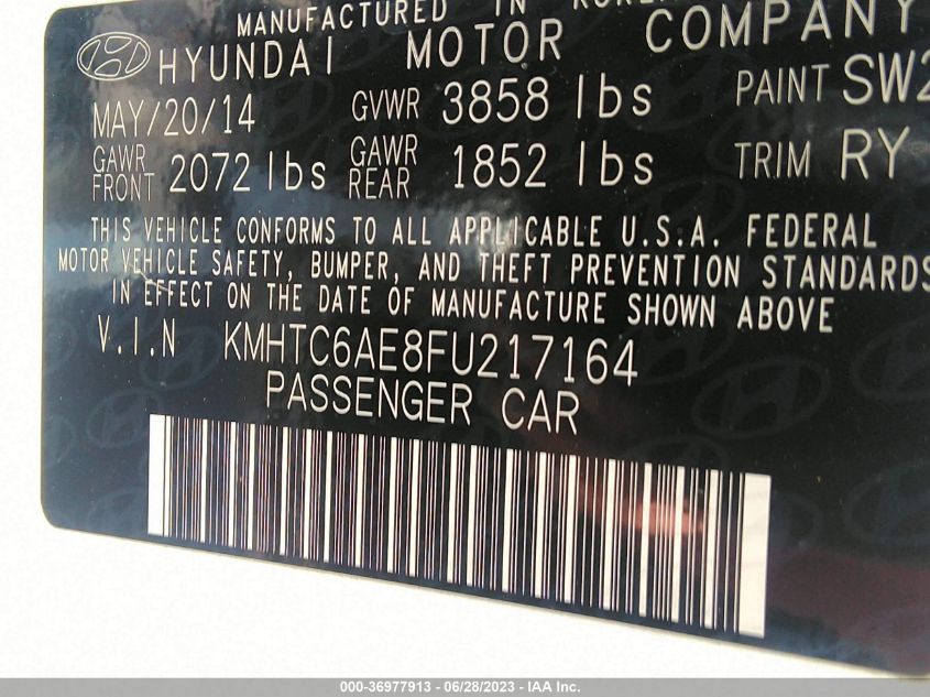 2015 HYUNDAI VELOSTER TURBO - KMHTC6AE8FU217164