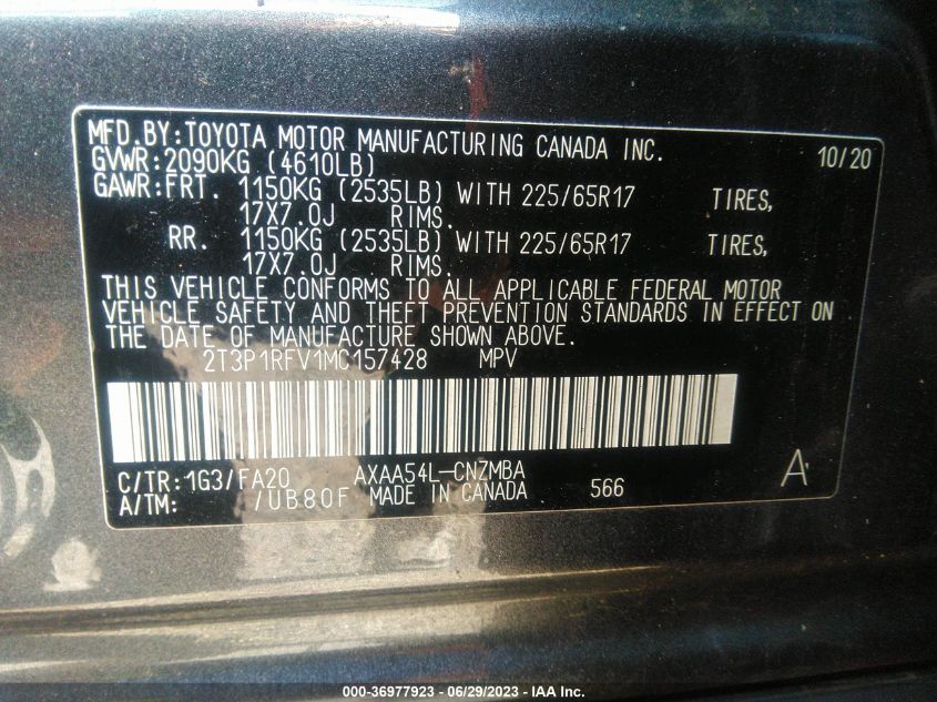 2021 TOYOTA RAV4 XLE - 2T3P1RFV1MC157428