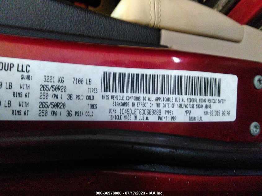 2013 DODGE DURANGO CITADEL - 1C4SDJET6DC669089