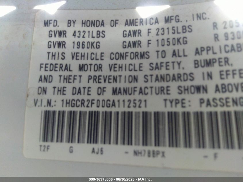 2016 HONDA ACCORD SEDAN EX - 1HGCR2F00GA112521