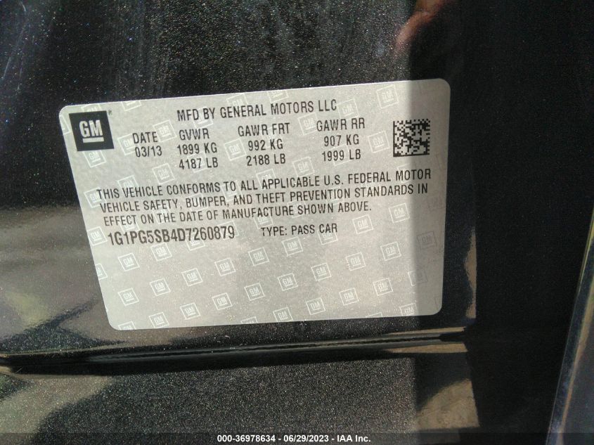 2013 CHEVROLET CRUZE LTZ - 1G1PG5SB4D7260879