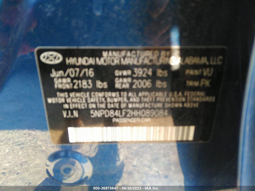 2017 HYUNDAI ELANTRA SE - 5NPD84LF2HH089084