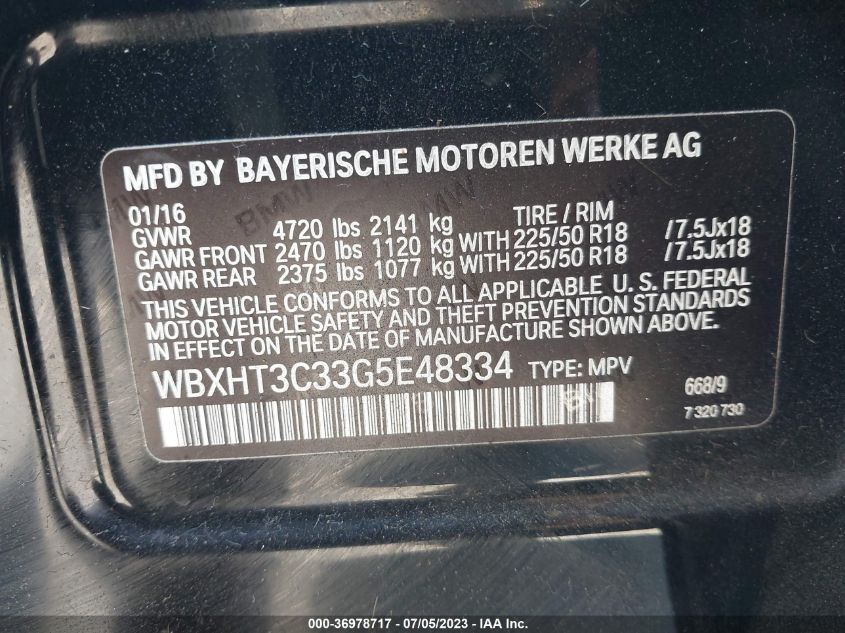 2016 BMW X1 XDRIVE28I - WBXHT3C33G5E48334
