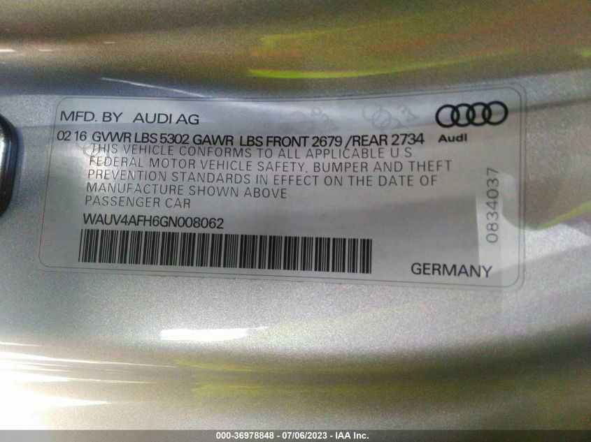 WAUV4AFH6GN008062 2016 AUDI S5, photo no. 9