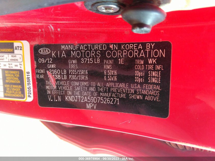 2013 KIA SOUL BASE - KNDJT2A59D7526271