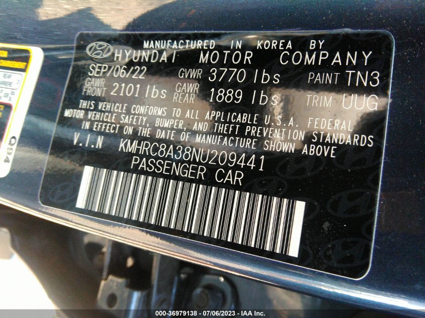 2022 HYUNDAI VENUE LIMITED - KMHRC8A38NU209441