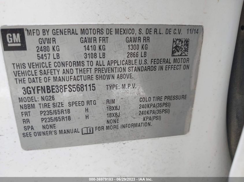 2015 CADILLAC SRX LUXURY COLLECTION - 3GYFNBE38FS568115