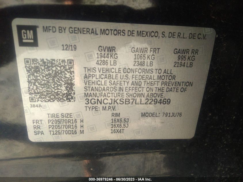 3GNCJKSB7LL229469 Chevrolet Trax LS 9