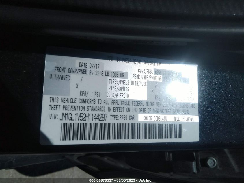 2017 MAZDA MAZDA6 TOURING - JM1GL1V52H1144297