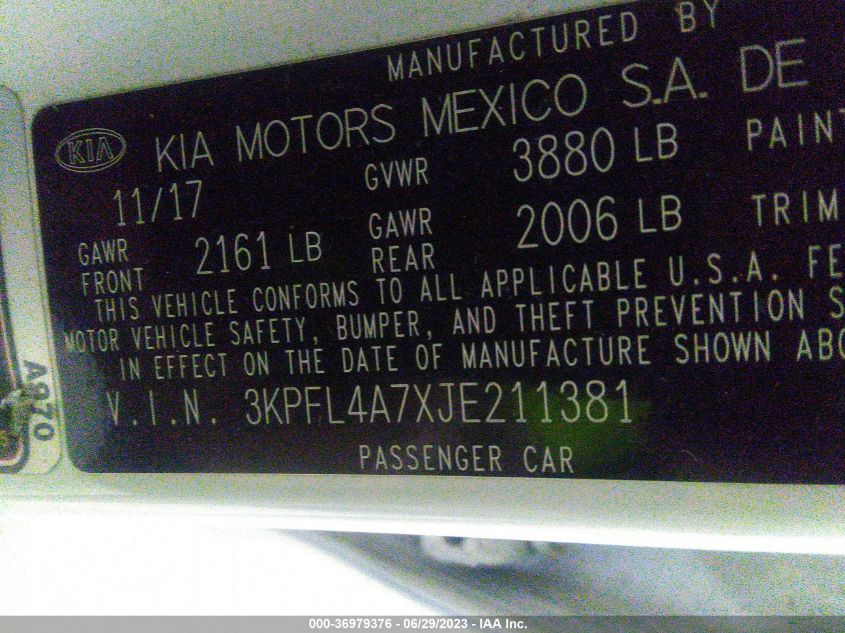 2018 KIA FORTE LX - 3KPFL4A7XJE211381