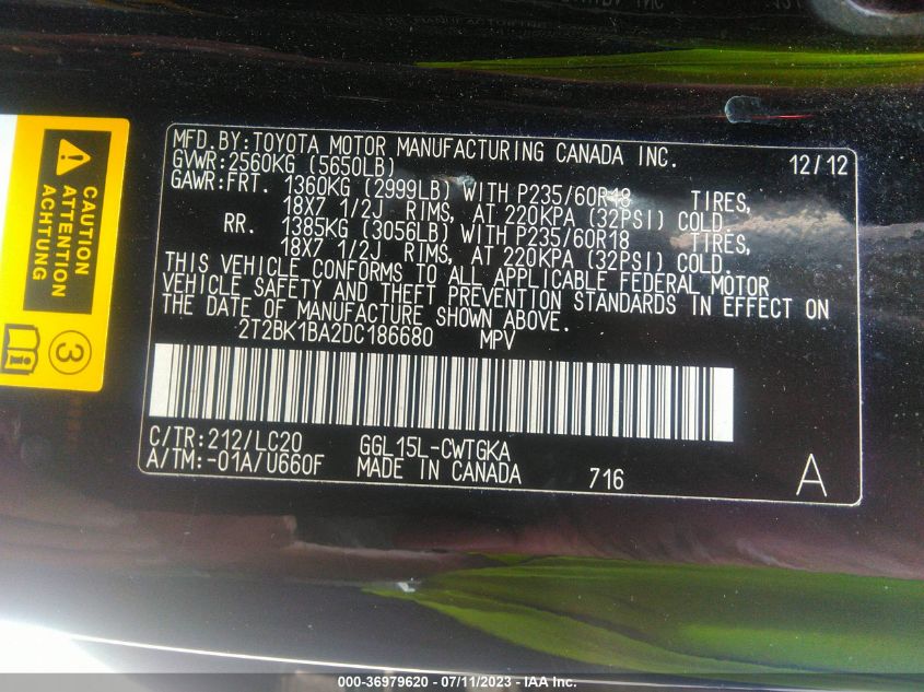 2013 LEXUS RX 350 - 2T2BK1BA2DC186680