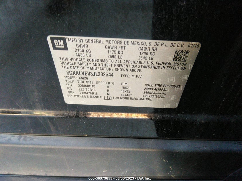VIN 3GKALVEV3JL282544 2018 GMC TERRAIN SLT