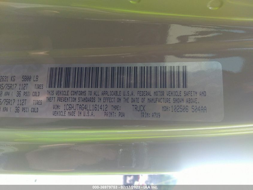 2020 JEEP GLADIATOR SPORT S - 1C6HJTAG4LL161412