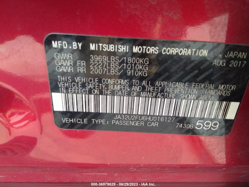 2017 MITSUBISHI LANCER ES/LE - JA32U2FU6HU016127