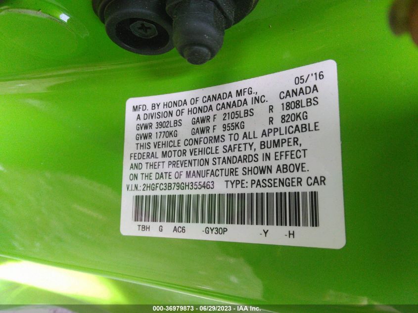 2016 HONDA CIVIC COUPE EX-L - 2HGFC3B79GH355463