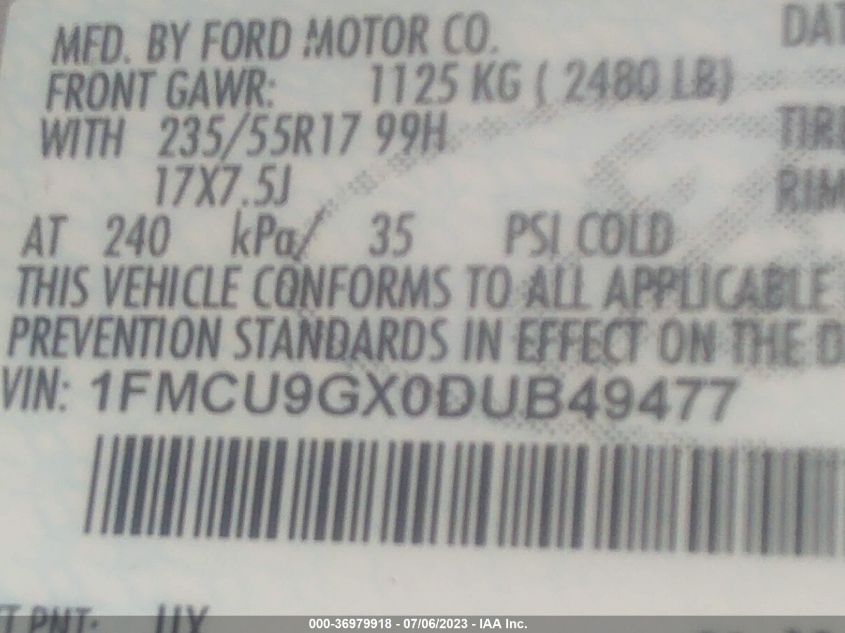 2013 FORD ESCAPE SE - 1FMCU9GX0DUV49477