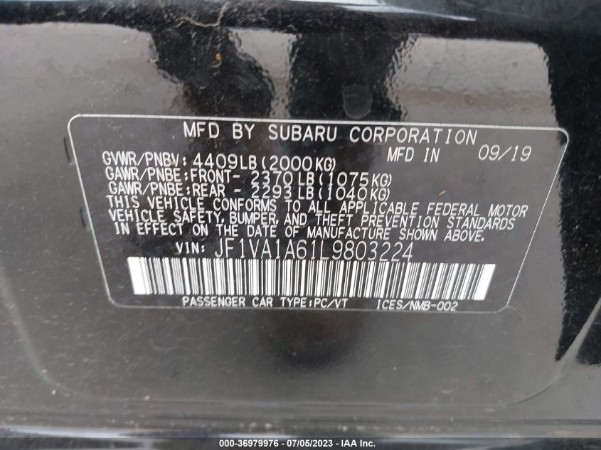 2020 SUBARU WRX - JF1VA1A61L9803224