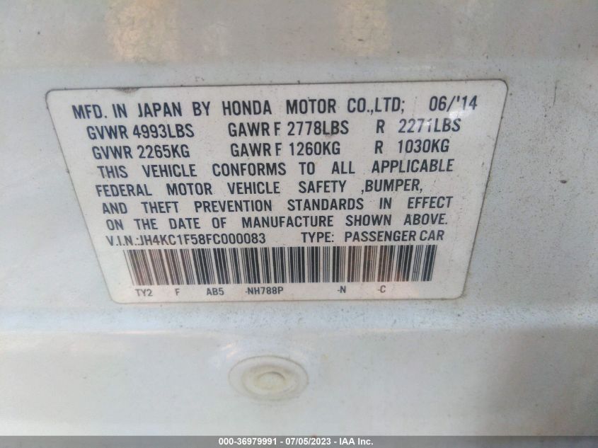 2015 ACURA RLX TECH PKG - JH4KC1F58FC000083