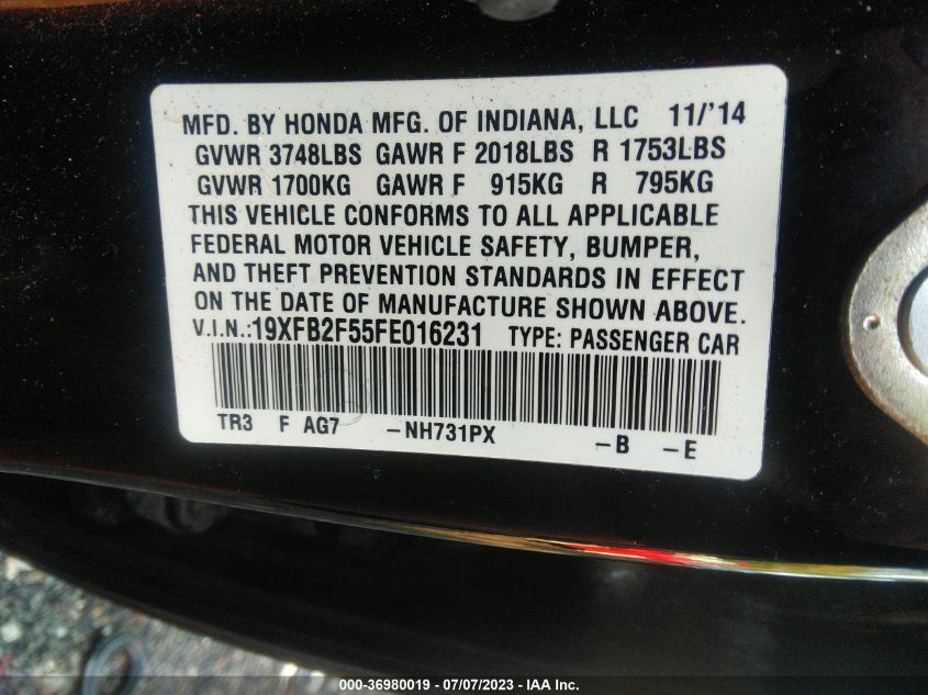 2015 HONDA CIVIC SEDAN LX - 19XFB2F55FE016231