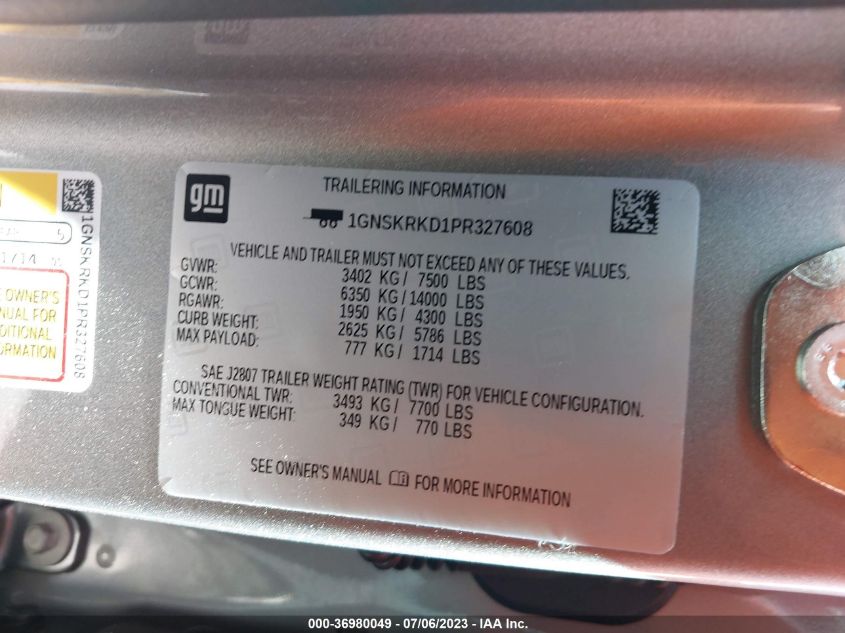 2023 CHEVROLET TAHOE RST - 1GNSKRKD1PR327608