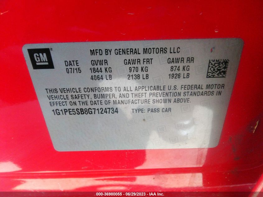 2016 CHEVROLET CRUZE LIMITED LT - 1G1PE5SB8G7124734
