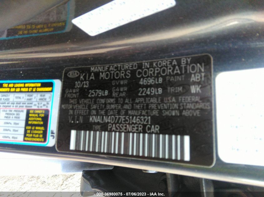 2014 KIA CADENZA LIMITED KNALN4D77E5146321
