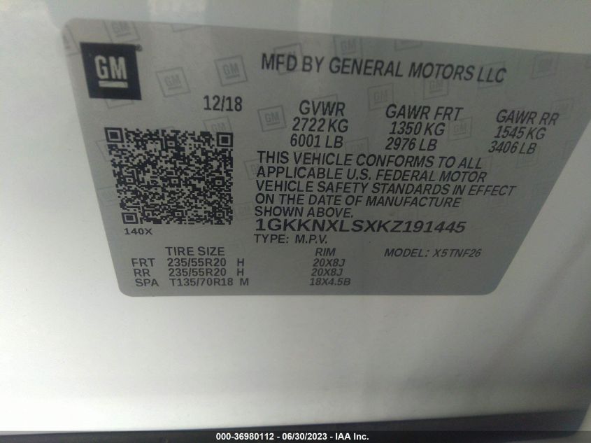 2019 GMC ACADIA DENALI - 1GKKNXLSXKZ191445