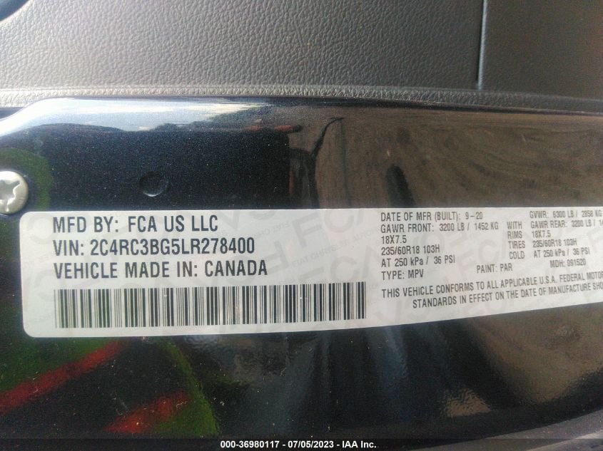 2020 CHRYSLER PACIFICA LAUNCH EDITION - 2C4RC3BG5LR278400