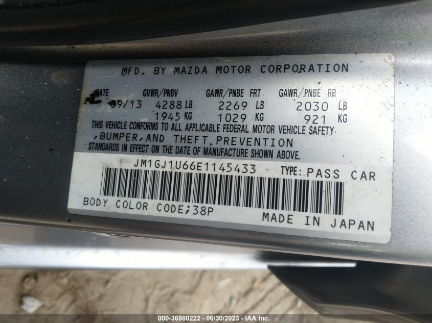 2014 MAZDA MAZDA6 I SPORT - JM1GJ1U66E1145433