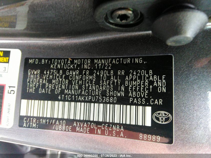 2023 TOYOTA CAMRY LE - 4T1C11AKXPU753680