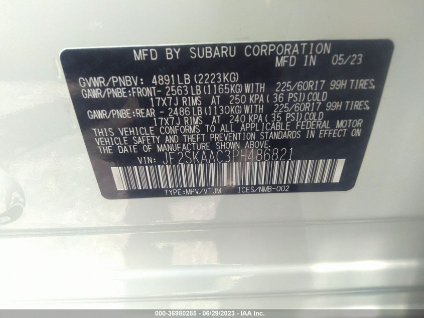2023 SUBARU FORESTER - JF2SKAAC3PH486821