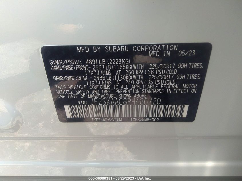 2023 SUBARU FORESTER - JF2SKAAC8PH486720