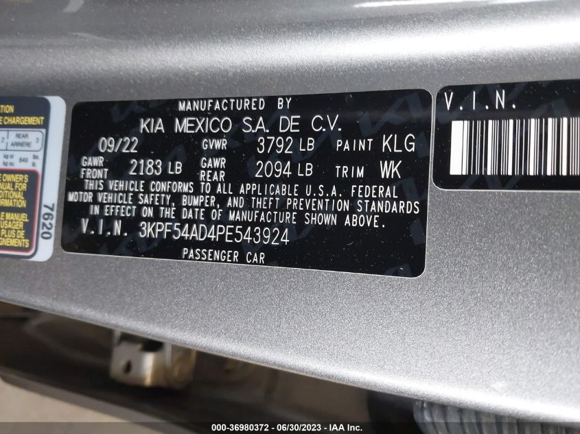 2023 KIA FORTE GT-LINE - 3KPF54AD4PE543924